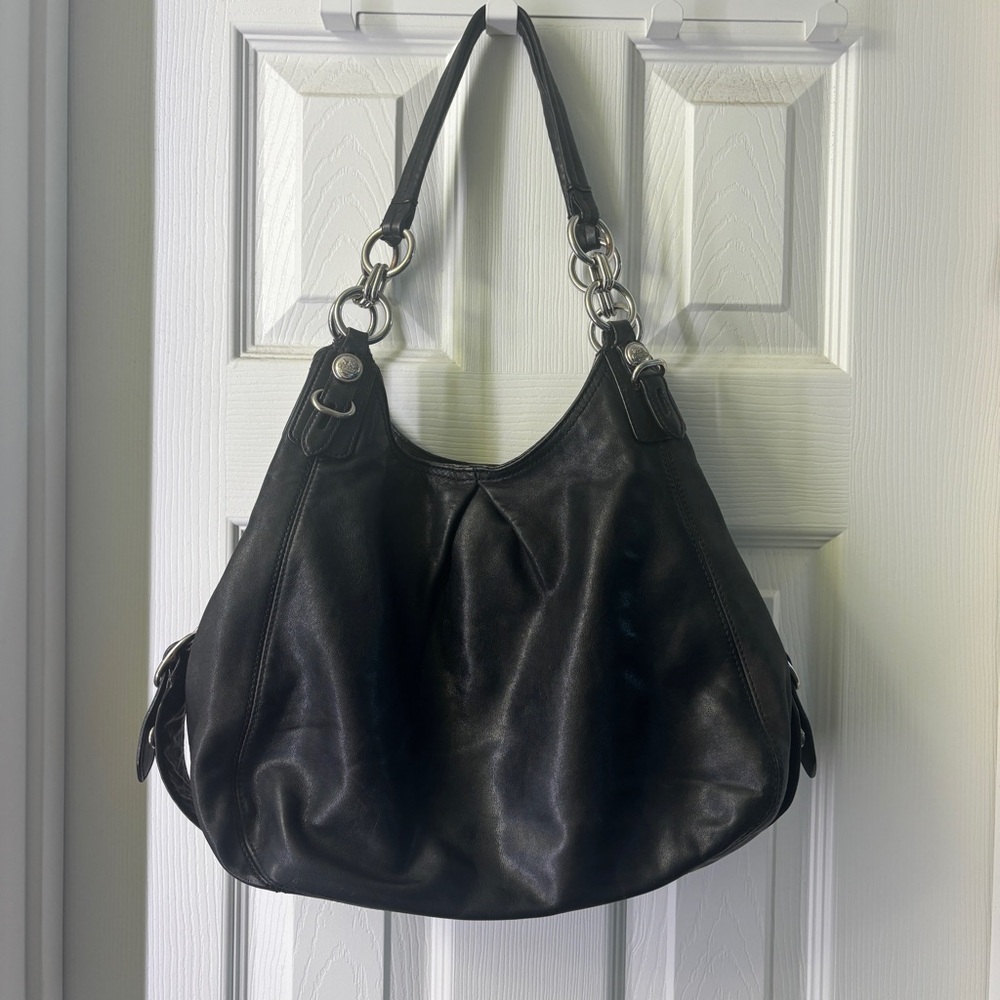 Coach Maggie Black Leather Hobo Bag